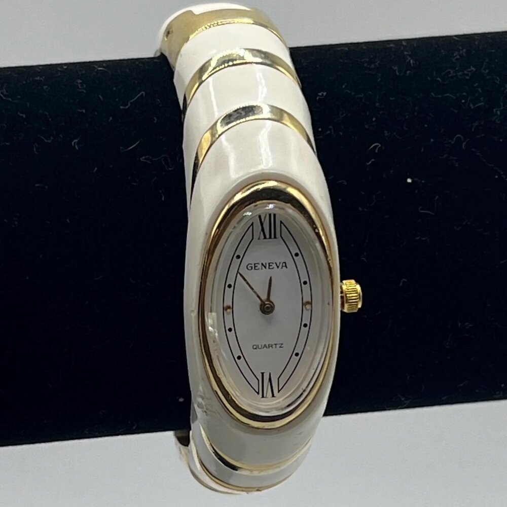 Chunky Vintage Quartz Oblong Geneva Cuff Watch